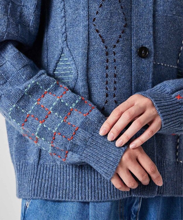 Paul Smith パッチワーク カーディガン グレイッシュブルー