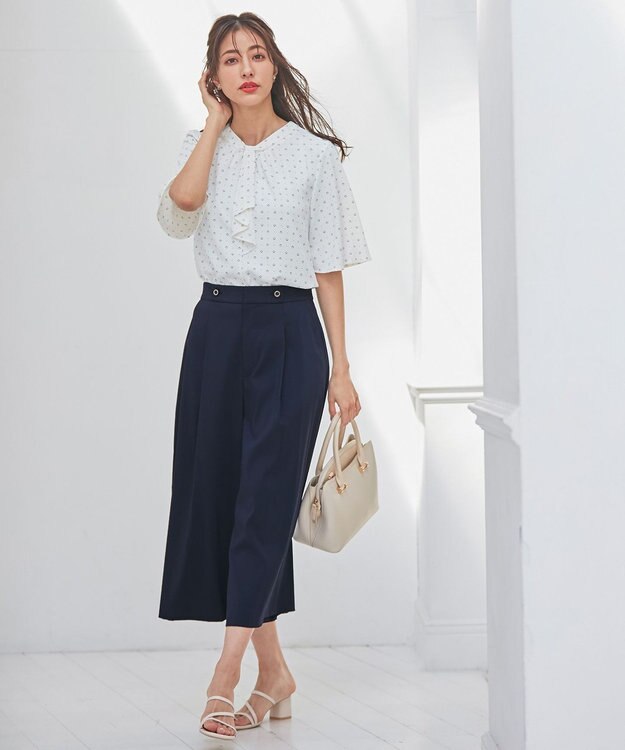 ANY SIS 【美人百花7月号掲載】エアリー ワイドクロップド パンツ ネイビー系