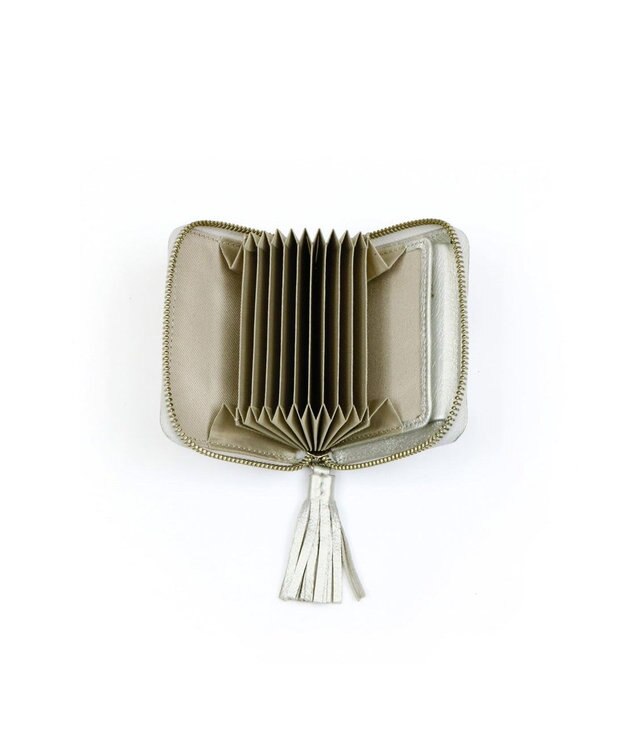 UNBILLION ペルケ perche / ドット型押し・ジャバラカードウォレット シルバー