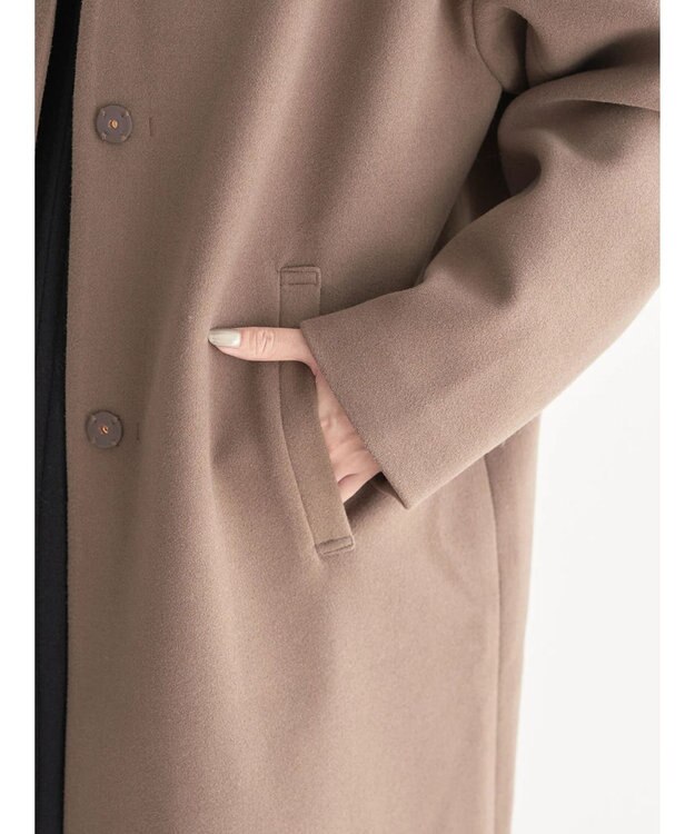 earth music&ecology Ｖネックノーカラーコート Brown