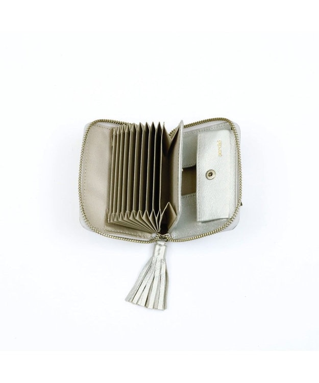 UNBILLION ペルケ perche / ドット型押し・ジャバラカードウォレット シルバー