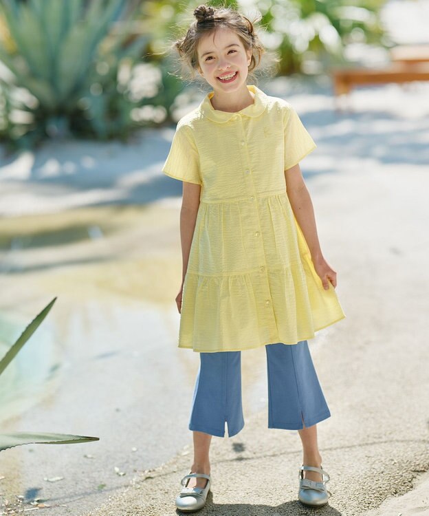 組曲 KIDS 【110-140㎝】フレアーデニムニット パンツ サックスブルー系