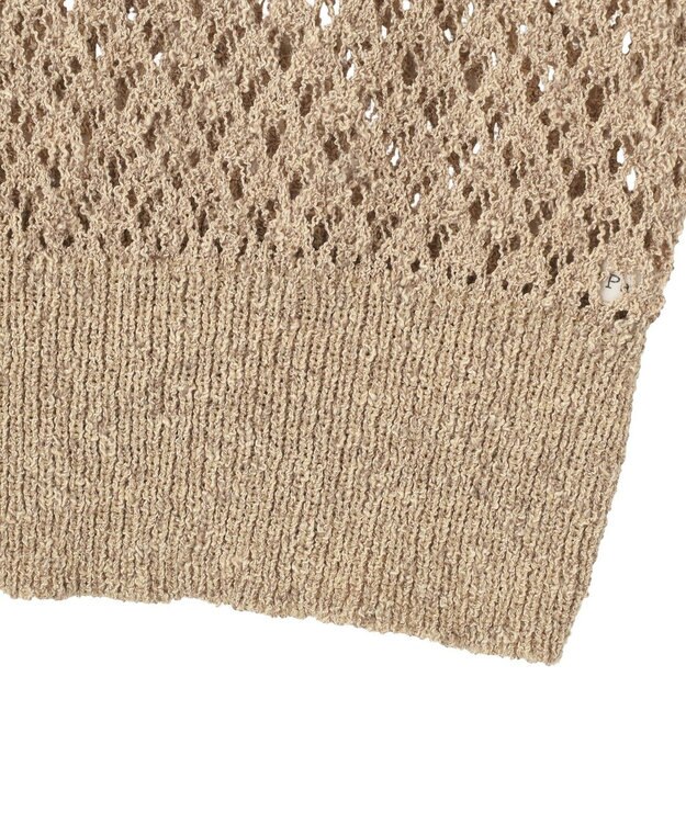 Green Parks 衿付き透かし編みニットプルオーバー Beige