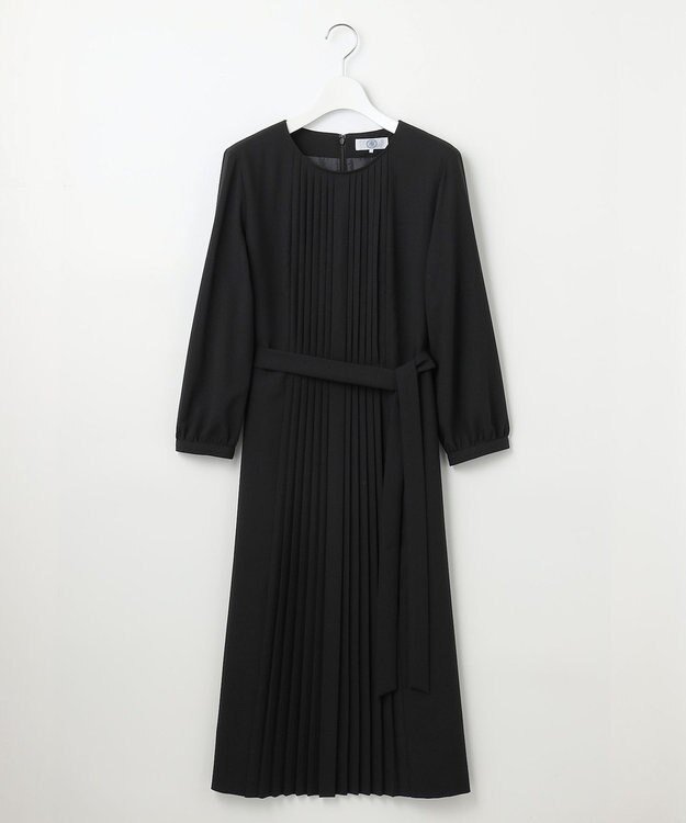 J.PRESS LADIES S 【洗える】ノルディス2wayジョーゼット フロントプリーツ ワンピース ブラック系