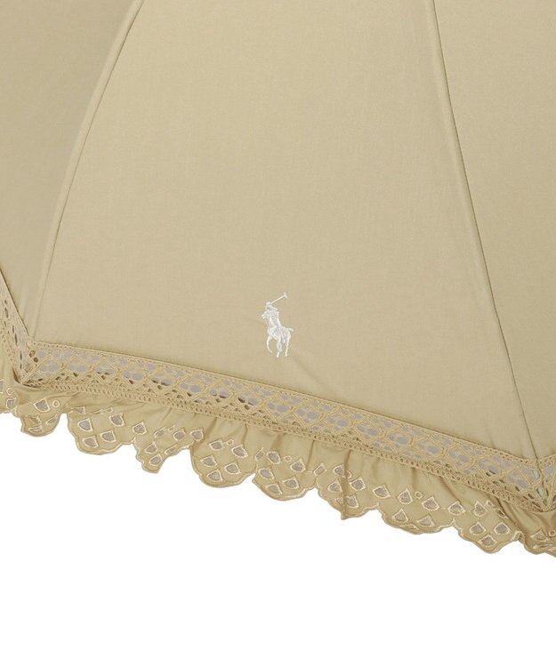 MOONBAT POLO RALPH LAUREN 晴雨兼用 長傘 エンブフリル 日傘 遮光 遮熱 UV ブラウン
