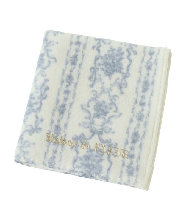 Maison de FLEUR トワルドジュイ調プリントタオルハンカチ Grayish Blue