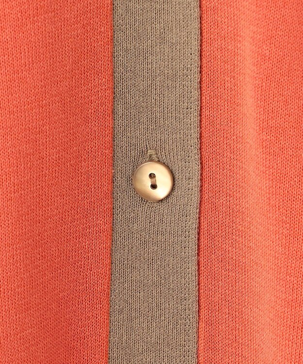 自由区 S カラーブロック カーディガン オレンジ×モカ