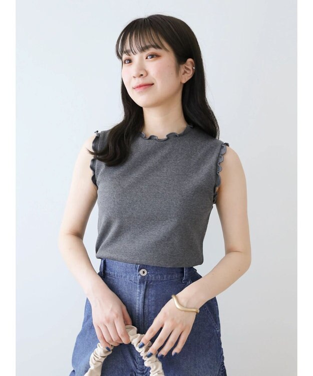 Green Parks ・Ｐｅｔｉｔ　Ｆｌｅｕｒ　メローｓｔリブタンクトップ Charcoal Gray
