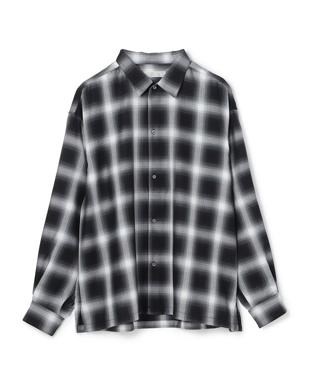 UNFILO MENS 【男女兼用】エアリーシアー オンブレシャツ ブラックチェック