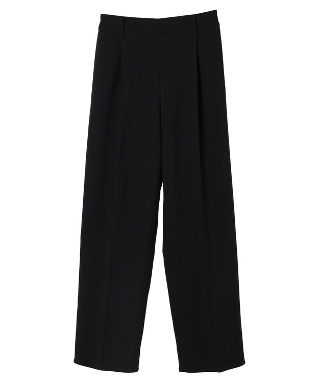 Green Parks あったかきれいシルエットストレートパンツ Black