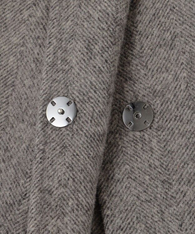 自由区 L ウールリバーロング コート グレーヘリンボン