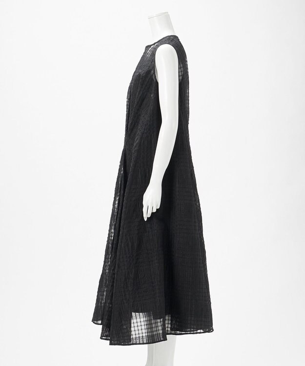 23区 【エステータ】シャドーチェック アシンメトリー ワンピース ブラック系