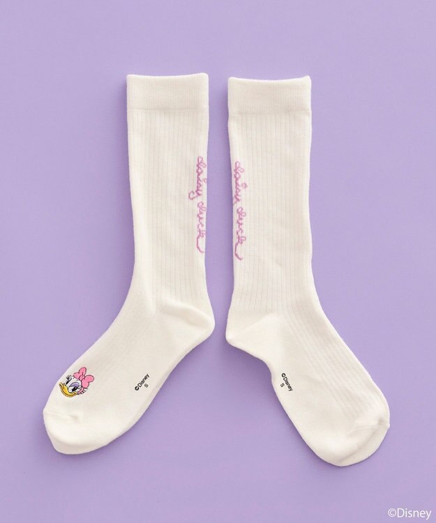 earth music&ecology 【予約】Disney/アソート刺繍入り靴下 ラベンダー