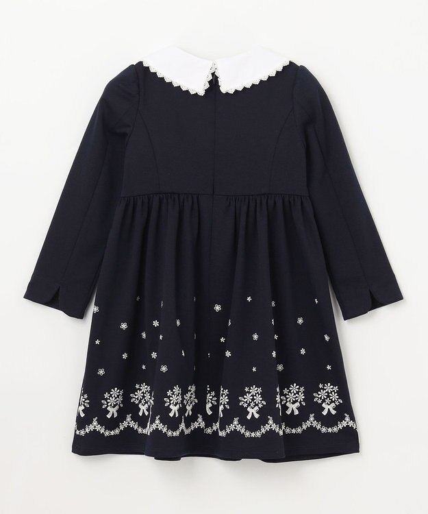 ANY KIDS 襟付き 長袖 ワンピース ネイビー