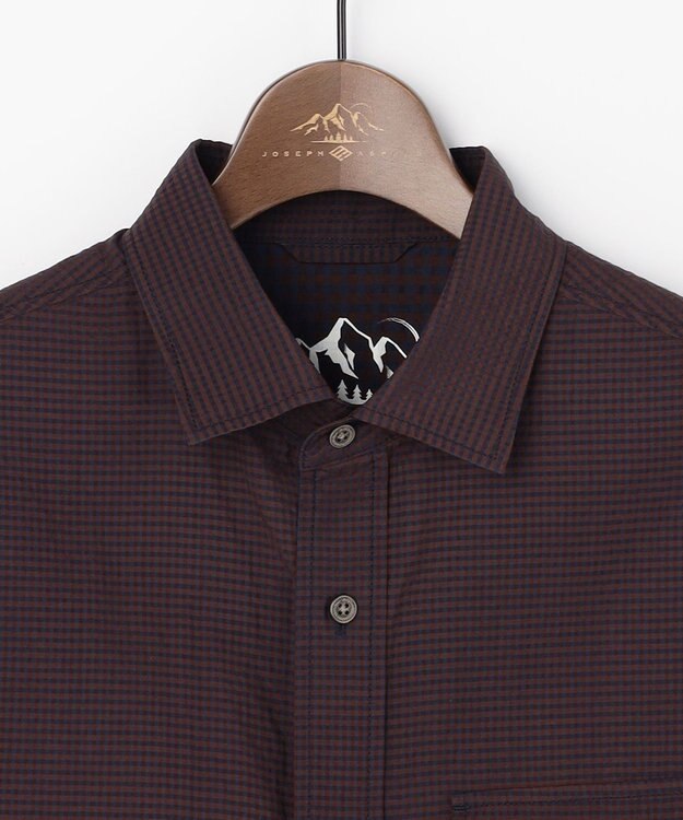 JOSEPH ABBOUD MOUNTAIN 【日本素材/軽量/オーガニックコットンブレンド】チェックコンビ アウトドア シャツ ダークブラウン系3