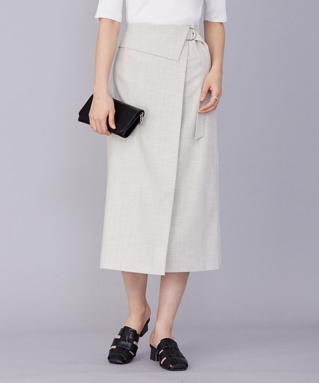 ICB L 【洗える】Vi/Peブッチャー ラップデザインスカート トープ系