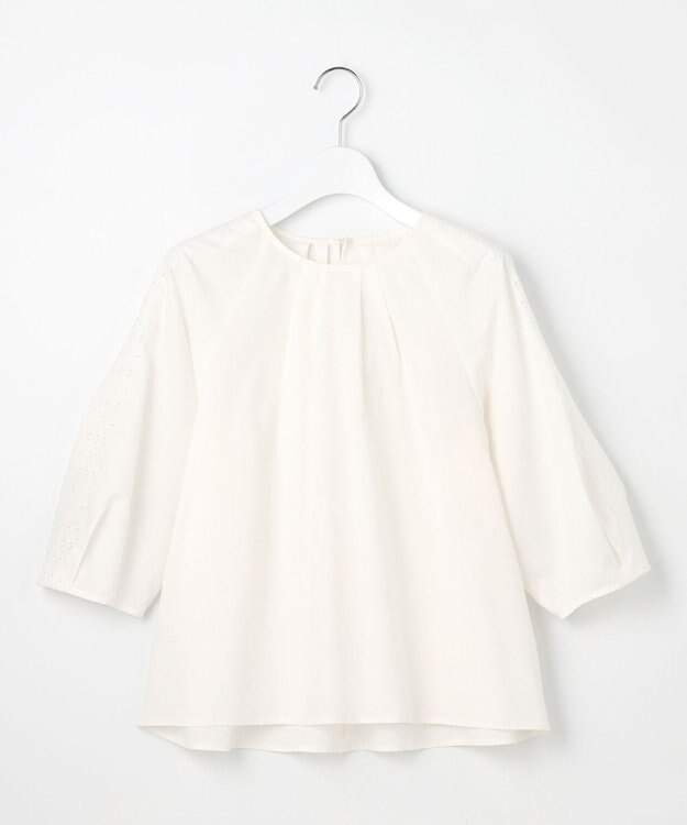 自由区 L 【洗える】エンブロイダリーブロードプルオーバー ブラウス オフ