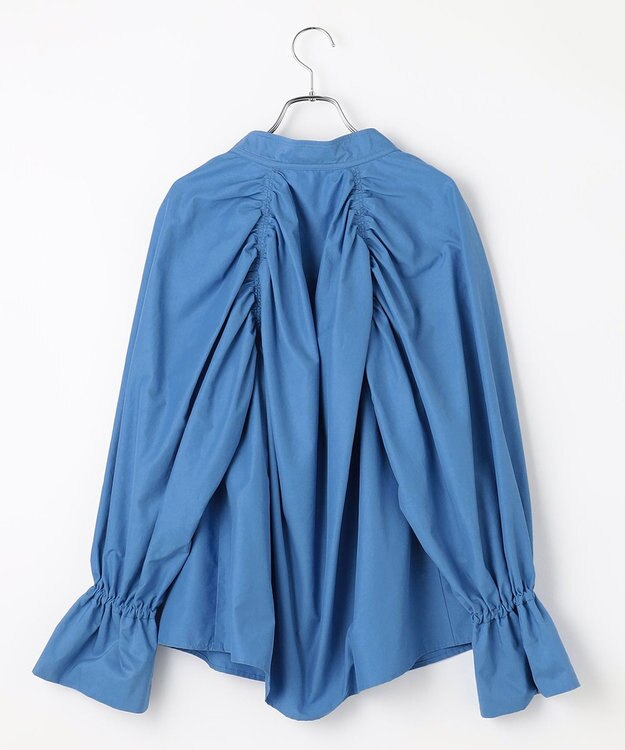 #Newans 【ANSWER for 骨格ナチュラル】ギャザーショルダーシャツ ブルー系