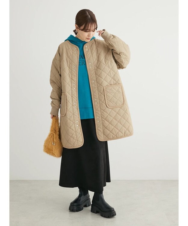 Green Parks キルティングミドル丈コート Beige