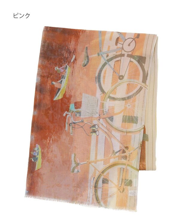 MOONBAT ハナト (Hanato) シルクコットンストール レイクサイド 197cm×70cm ピンク