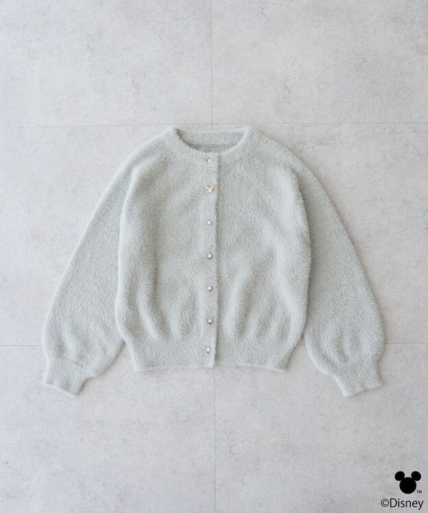 earth music&ecology 【予約】Disney/ポイントミッキーラメシャギーカーデ ライトグレー