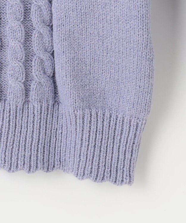 ANY KIDS 肩フリルハートケーブルニット サックスブルー