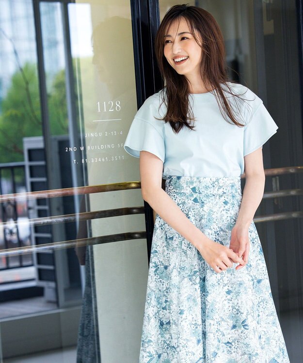 組曲 【洗える・シワになりにくい】フルラージュプリント スカート グリーン系5