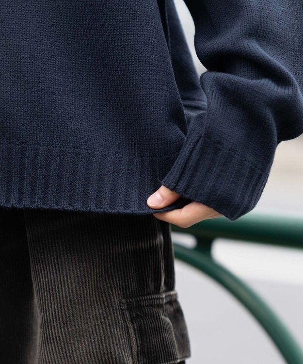 WEGO 【ユニセックス着用ITEM/MLサイズ展開】ジャガードアニマルプルオーバー ネイビー