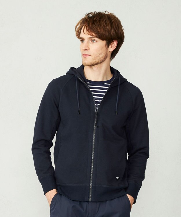 JOSEPH ABBOUD MOUNTAIN 【UNISEX】OGパイルエンブロイダイリー パーカー ネイビー系