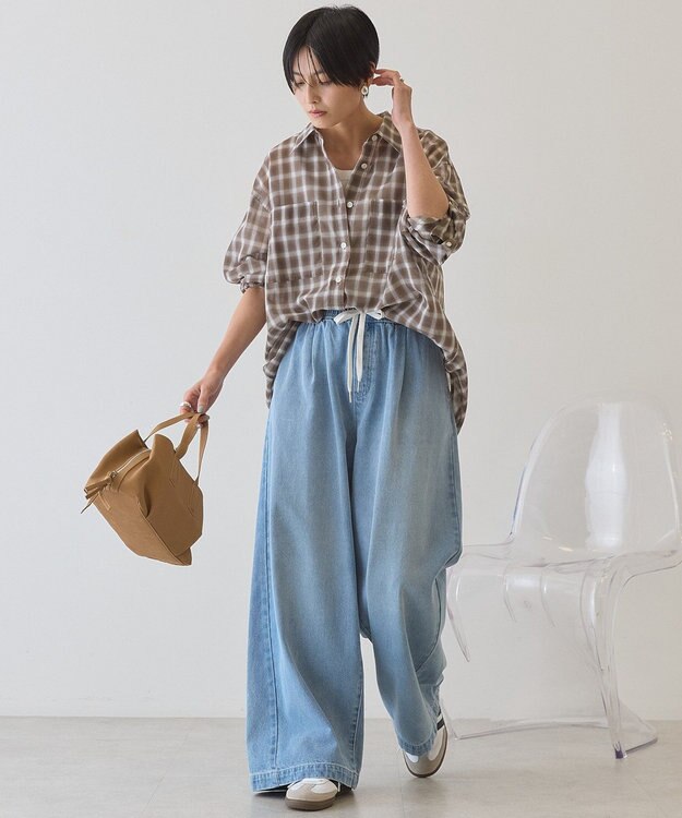 AMERICAN HOLIC シアーチェックシャツ Brown