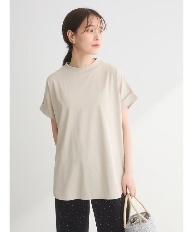 Green Parks 汗染み防止プチハイネックプルオーバー Gray Beige