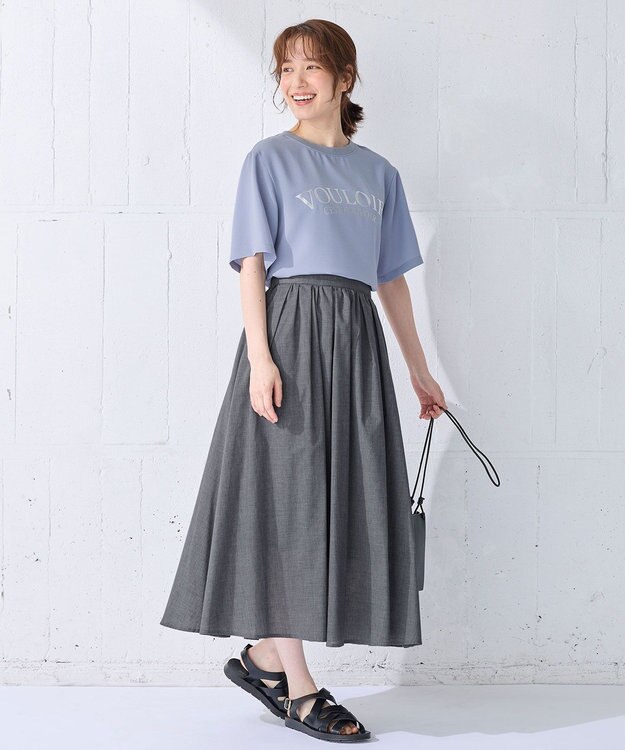 ANY 【WEB限定/UVカット/吸水速乾/接触冷感】ジョーゼットロゴ半袖Tシャツ ブルー