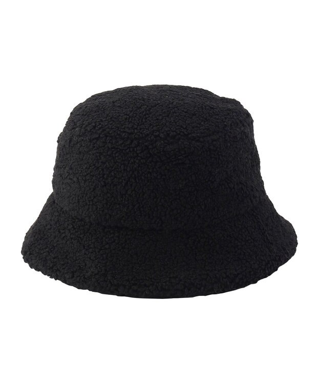 MOONBAT PAUL & JOE ACCESSOIRES 【サイズ調整可】バケットハット ボア ねこ刺繍ワッペン ヌネットモチーフ ブラック