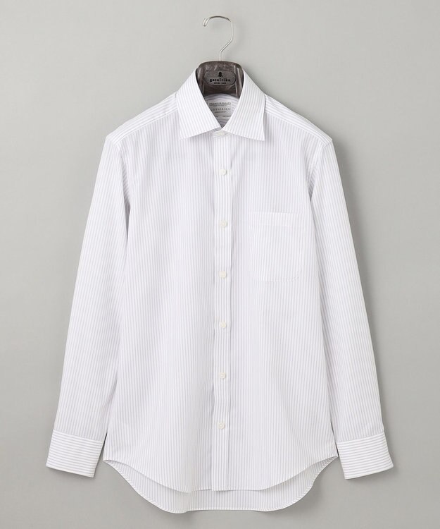 GOTAIRIKU 【形態安定】PREMIUMPLEATS_セミワイドカラー 通年ドレスシャツ（ストライプ） ライトグレーストライプ