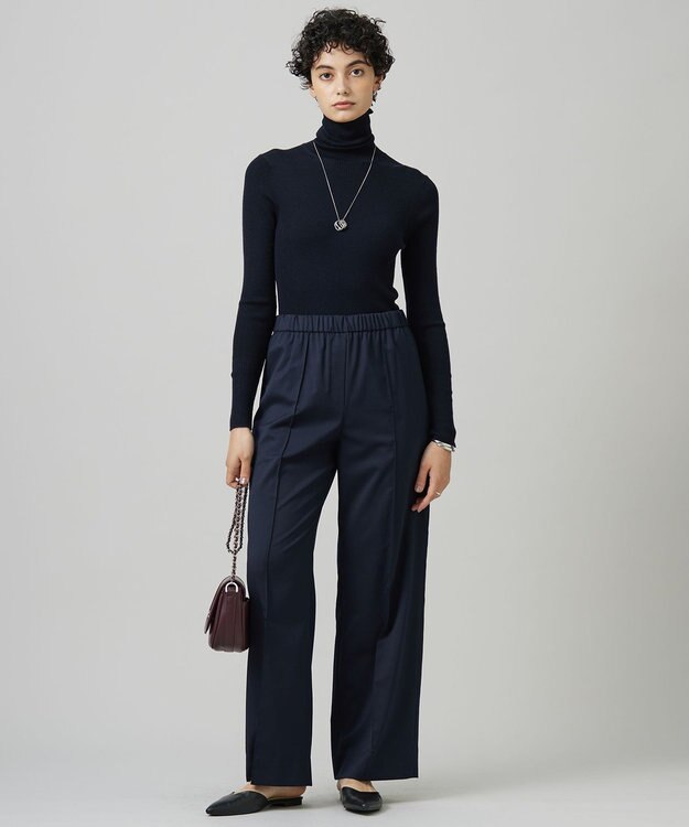 ICB 【CLASSY.1月号掲載・新色追加・洗える】エクストラファインメリノ タートルネックプルオーバー ネイビー系