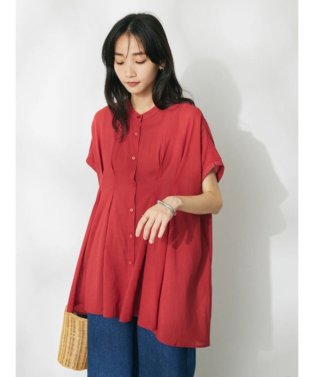 CRAFT STANDARD BOUTIQUE ウ゛ィンテージボイルタックチュニック Red