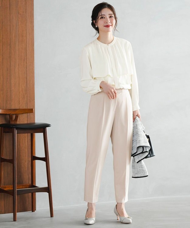 ANY SIS S 【セットアップ対応】セレモニーダブルクロス テーパードパンツ ライトベージュ