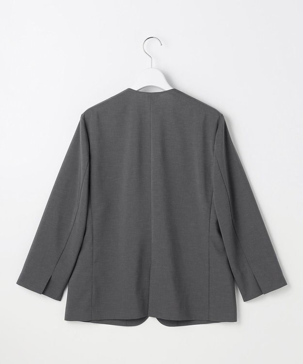 J.PRESS LADIES L 【セットアップ対応】ファンマートロストレッチ ノーカラー ジャケット チャコール系