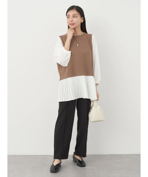 earth music&ecology プリーツドッキングプルオーバー Mocha