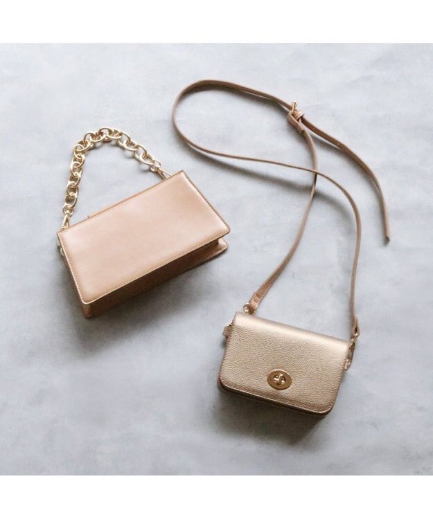 UNBILLION カシュカシュ cachecache / チェーンミニバッグ2個セットショルダー ベージュ