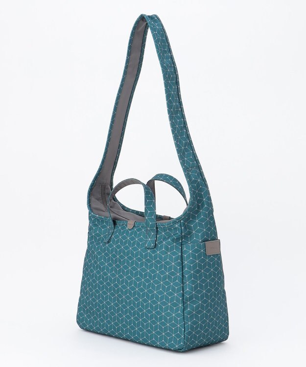 Y'SACCS キュービック×ポイントドット　2WAYトート＆ショルダー　Mサイズ ブルーグリーン