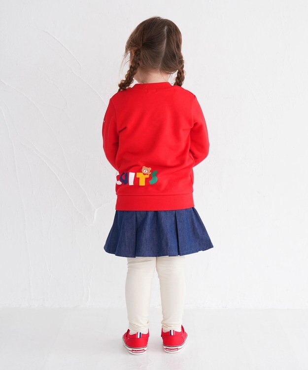 MIKI HOUSE HOT BISCUITS 【80-120cm】 立体ロゴ×キャラクタートレーナー 赤