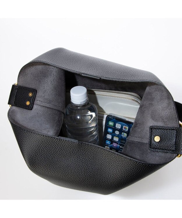 UNBILLION カシュカシュ cachecache / シボフェイクレザーソフトホーボーバッグ ブラック