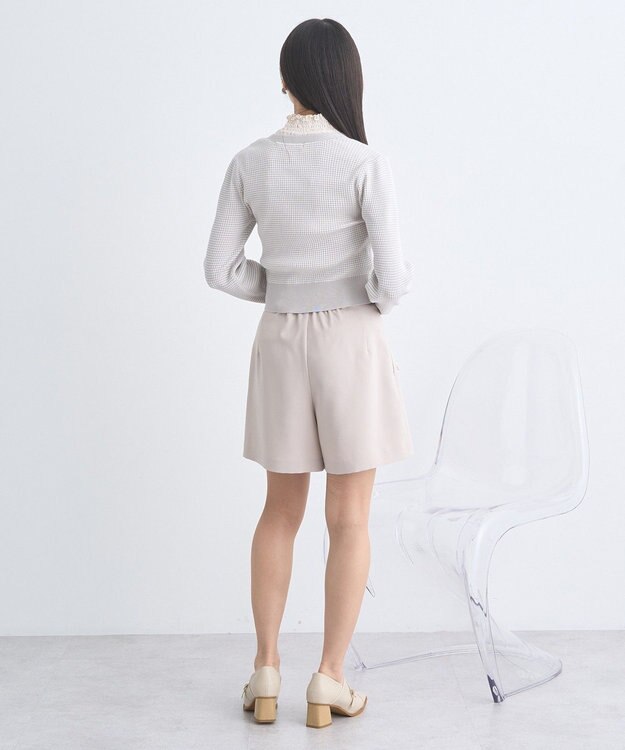 earth music&ecology マイクロボーダーＶネックコンパクトカーディガン Light Gray