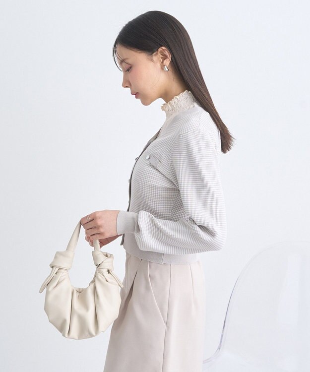 earth music&ecology マイクロボーダーＶネックコンパクトカーディガン Light Gray