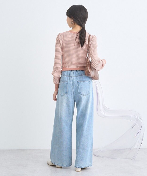 earth music&ecology マイクロボーダーＶネックコンパクトカーディガン Pink Orange