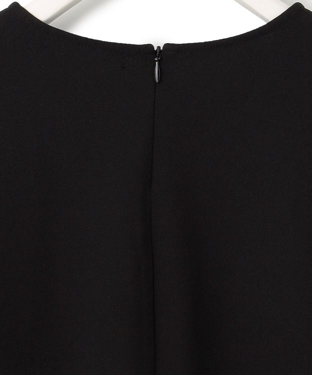 ICB L 【洗える】ジョーゼットジャージー 異素材コンビプルオーバー ブラック系