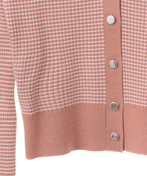 earth music&ecology マイクロボーダーＶネックコンパクトカーディガン Pink Orange