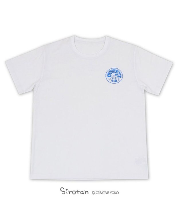 Mother garden しろたん Tシャツ 半袖  《牛乳柄》 白色　S/M/L/XL レディース メンズ ユニセックス 男女兼用  コットン あざらし かわいい キャラクター 半袖Ｔシャツ マザーガーデン ネットショップ限定商品 ギフト 父の日 父の日ギフト 白~オフホワイト