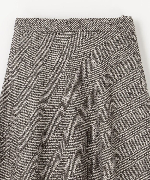 ANY 【ウエストゴム】ループツイードヘリンボーンフレアスカート グレーベース
